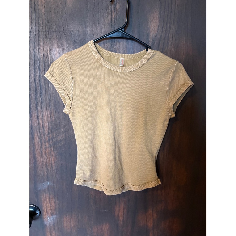FP Movement by Free People Short Sleeve Crop Tee in Mustard